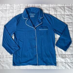 Fishers Finery Blue Bamboo & Organic Cotton Blend Pajama Top - Medium